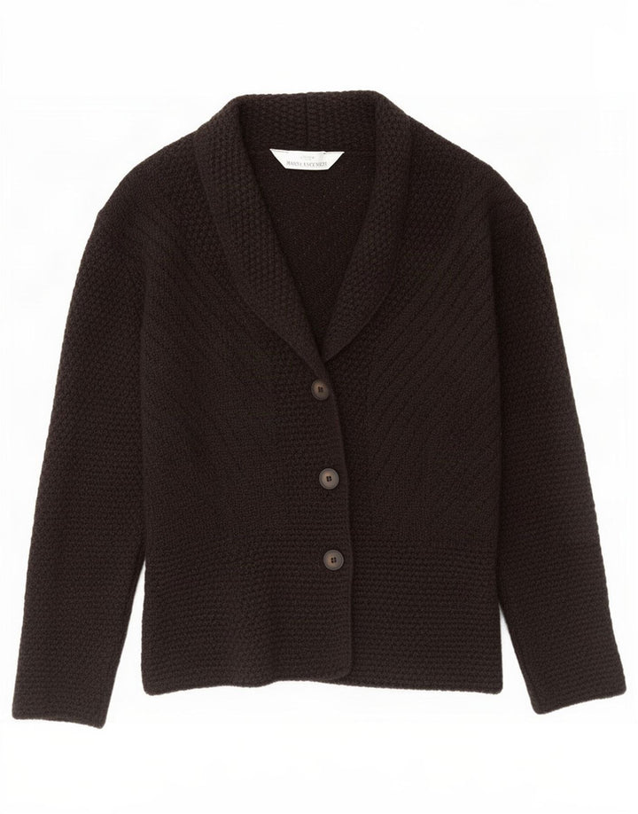 Marks & Spencer Womens Cardigan Sweater UK 12 Medium Brown Wool
