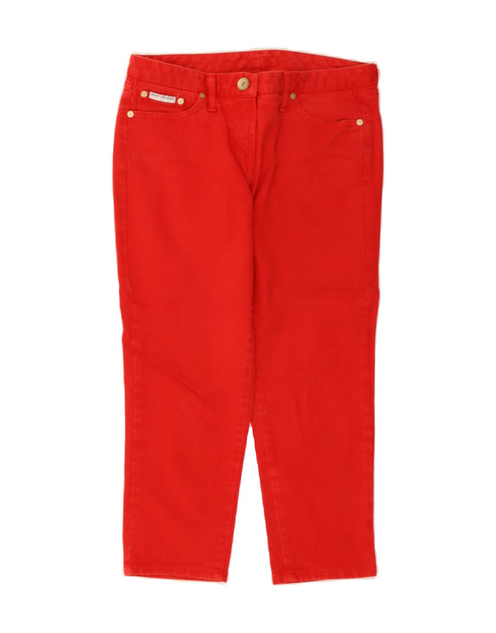 BENETTON Womens Capri Jeans IT 44 Medium W32 L22 Red Cotton Vintage Benetton and Second-Hand Benetton from Messina Hembry 