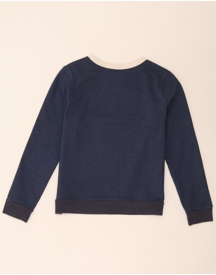 Adidas Womens Graphic Sweatshirt Jumper UK 12 Medium Navy Blue Colourblock