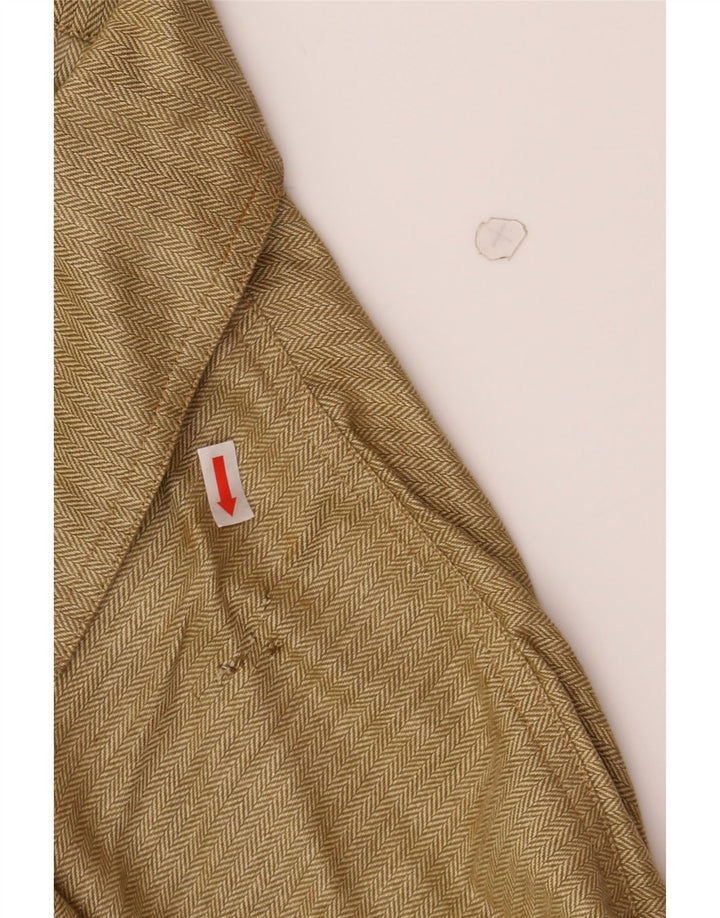 I BLUES Womens Crop Bomber Jacket IT 40 Small Beige Herringbone Cotton Vintage i Blues and Second-Hand i Blues from Messina Hembry 