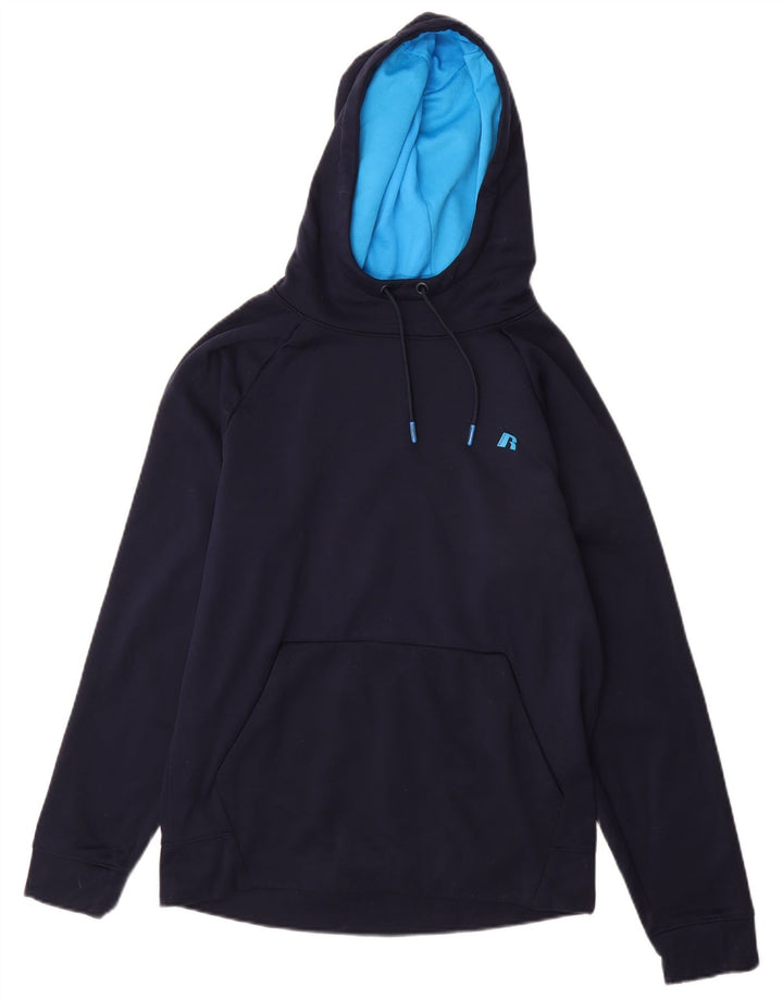 Russell Athletic Mens Hoodie Jumper Small Navy Blue Polyester