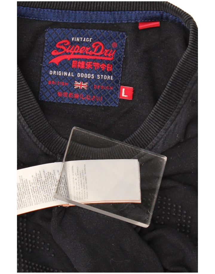Superdry Mens Graphic Top Long Sleeve Large Black Cotton