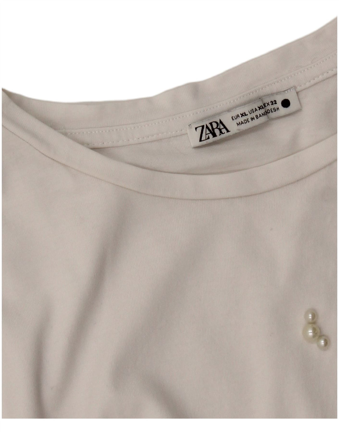 Zara Womens T-Shirt Top UK 18 XL White Spotted