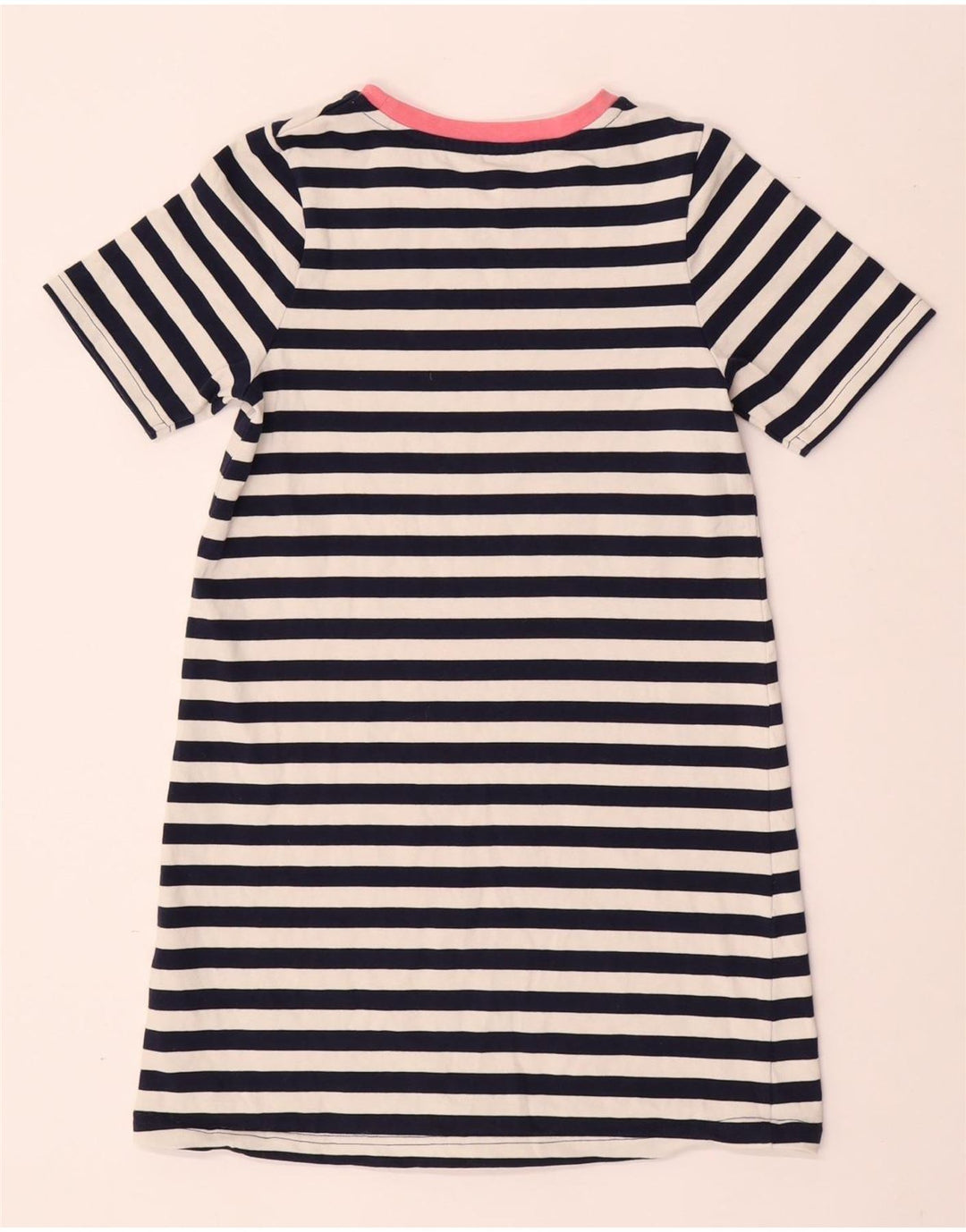 JOULES Girls T-Shirt Dress 11-12 Years Navy Blue Striped Cotton