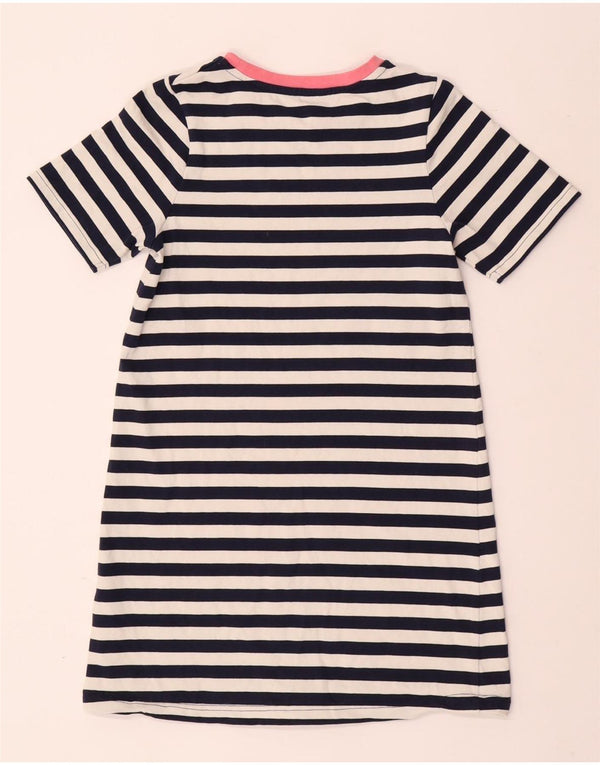 JOULES Girls T-Shirt Dress 11-12 Years Navy Blue Striped Cotton