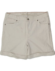 EDDIE BAUER Womens Boyfriend Denim Shorts US 12 Large W34 White Cotton