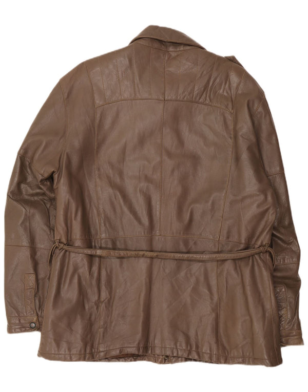 Vintage Mens Military Leather Jacket UK 40 Large Brown