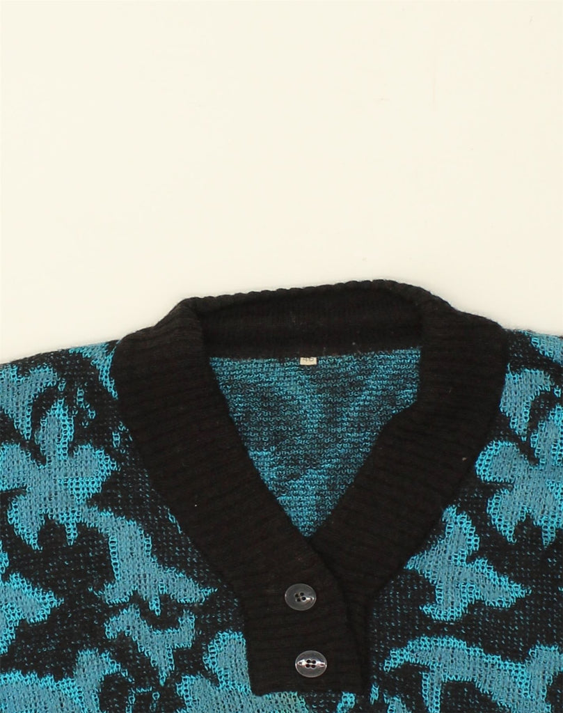 VINTAGE Womens V-Neck Jumper Sweater IT 46 Large Blue Floral Wool | Vintage Vintage | Thrift | Second-Hand Vintage | Used Clothing | Messina Hembry 