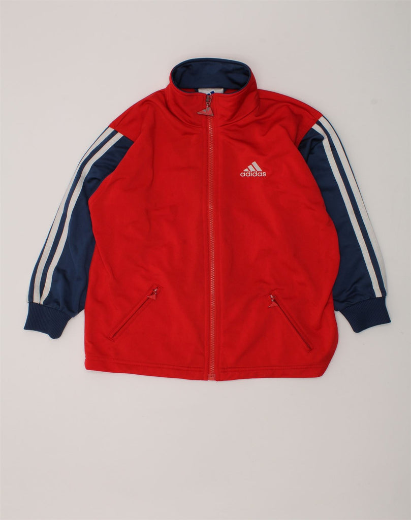 ADIDAS Boys Tracksuit Top Jacket 7-8 Years Red Colourblock Polyester | Vintage Adidas | Thrift | Second-Hand Adidas | Used Clothing | Messina Hembry 