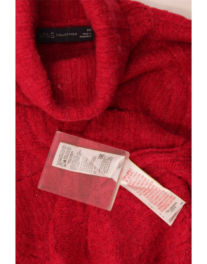 Marks & Spencer Womens Oversized Roll Neck Jumper Sweater UK 6 XS Red