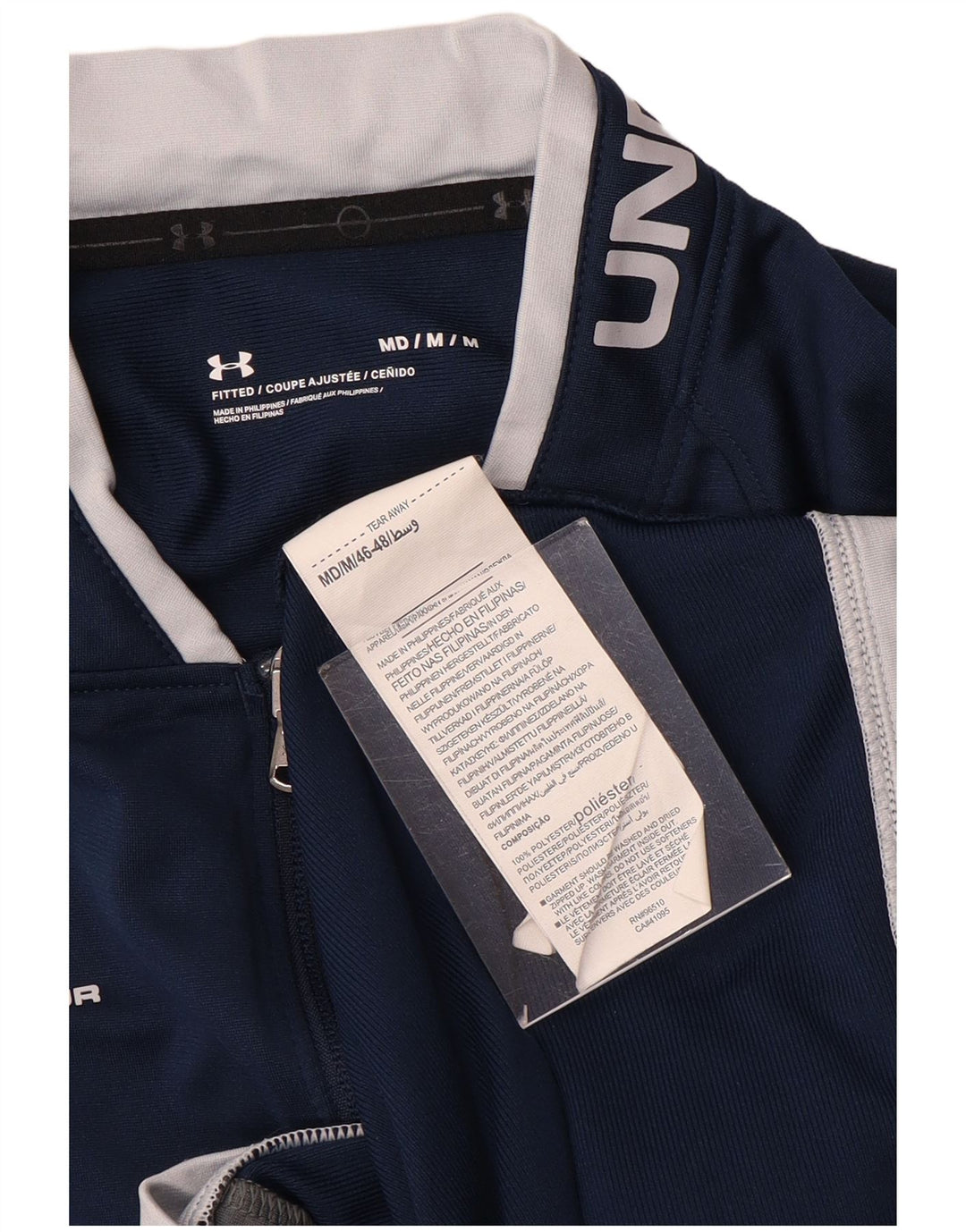 Under Armour Mens Graphic Tracksuit Top Jacket Medium Navy Blue Polyester