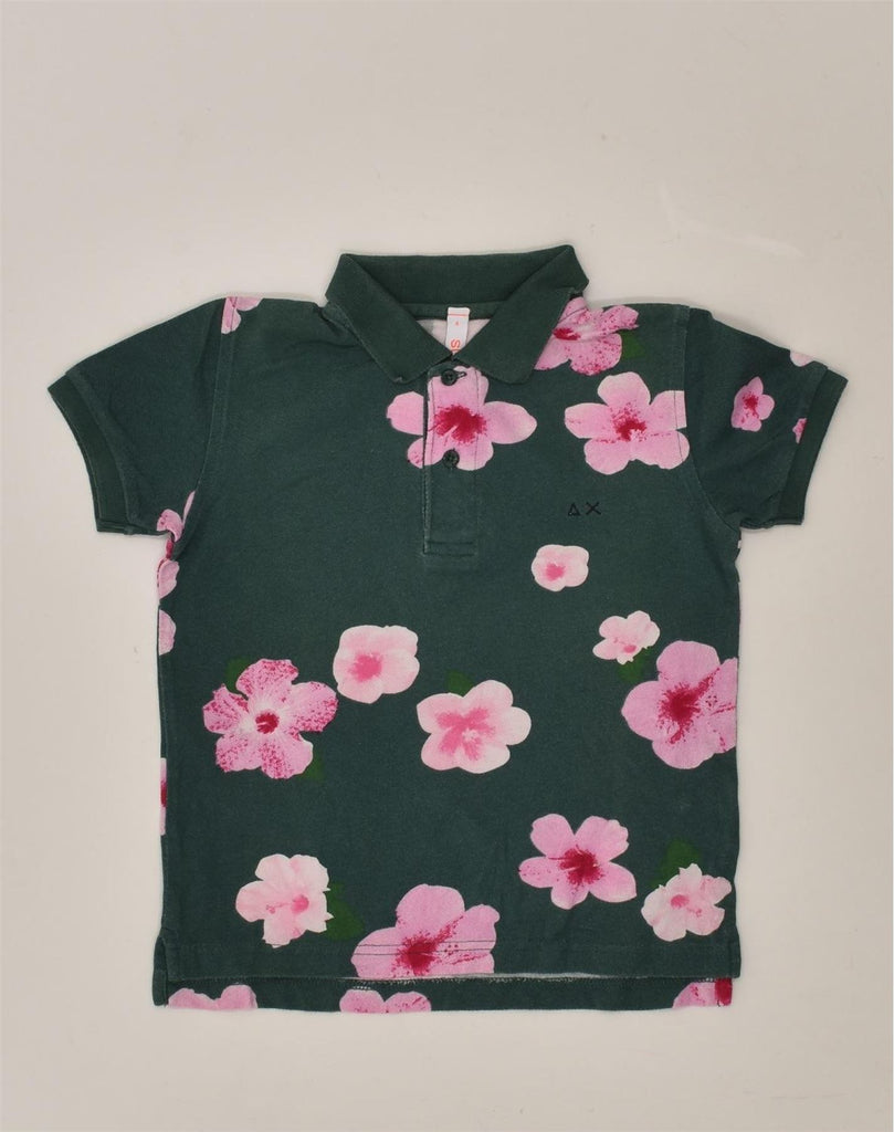 SUN68 Girls Polo Shirt 3-4 Years Green Floral Cotton | Vintage Sun68 | Thrift | Second-Hand Sun68 | Used Clothing | Messina Hembry 