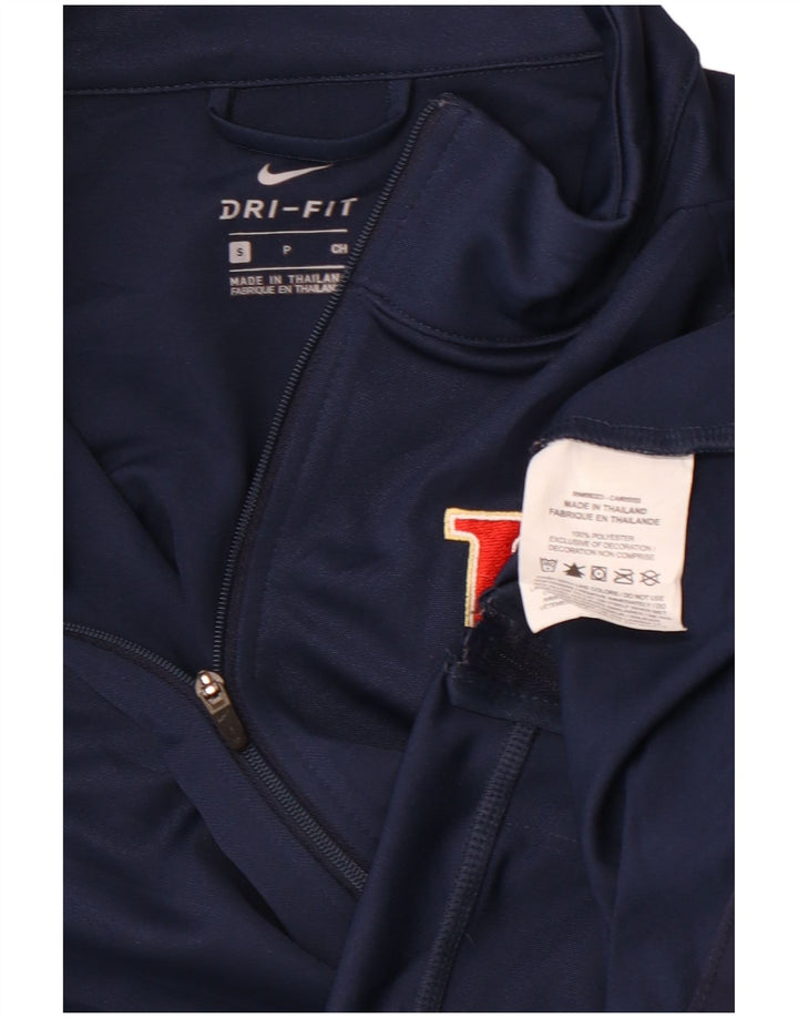 NIKE Womens Dri Fit Graphic Tracksuit Top Jacket UK 10 Small Navy Blue