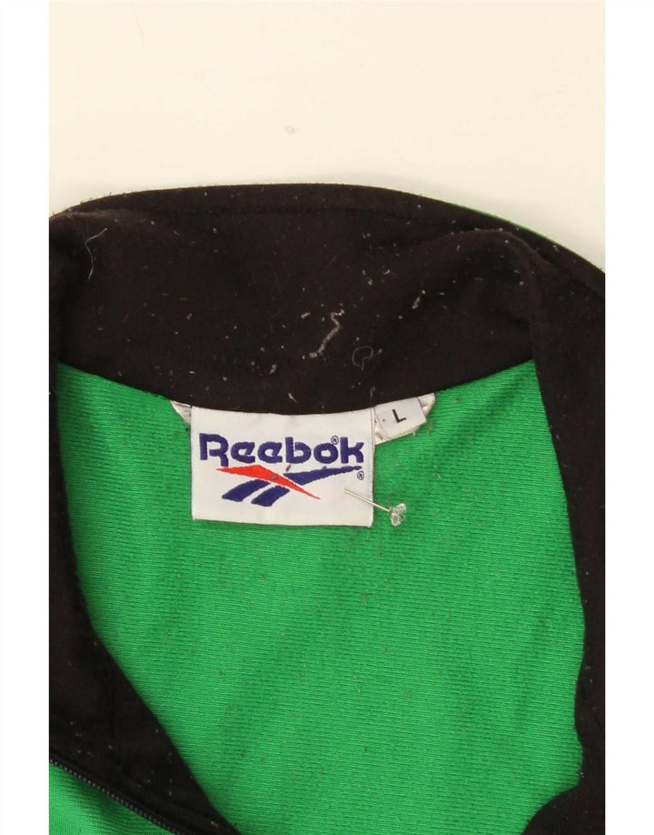 Reebok Mens Graphic Tracksuit Top Jacket Large Green Colourblock