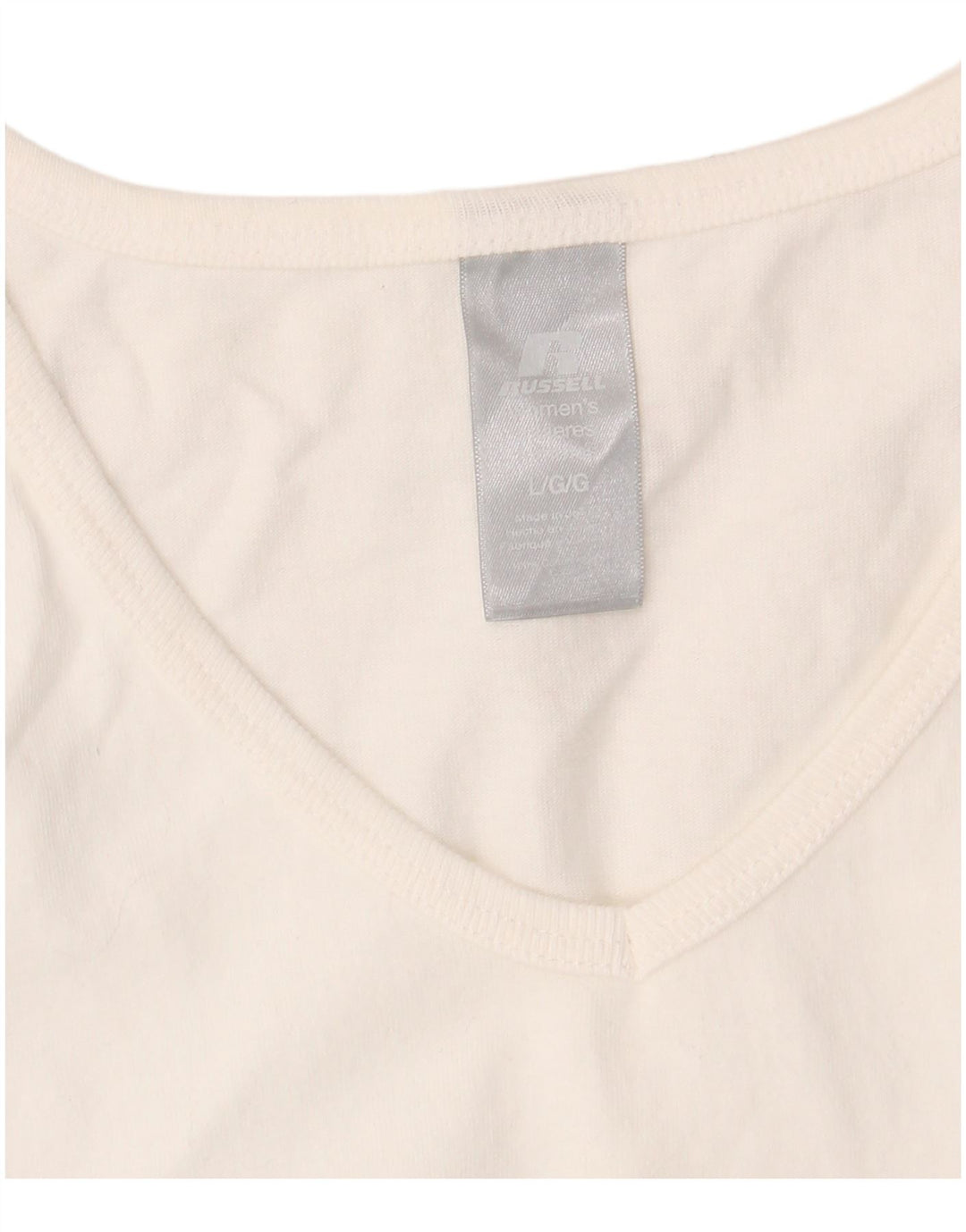 RUSSELL ATHLETIC Womens Vest Top UK 16 Large White Cotton