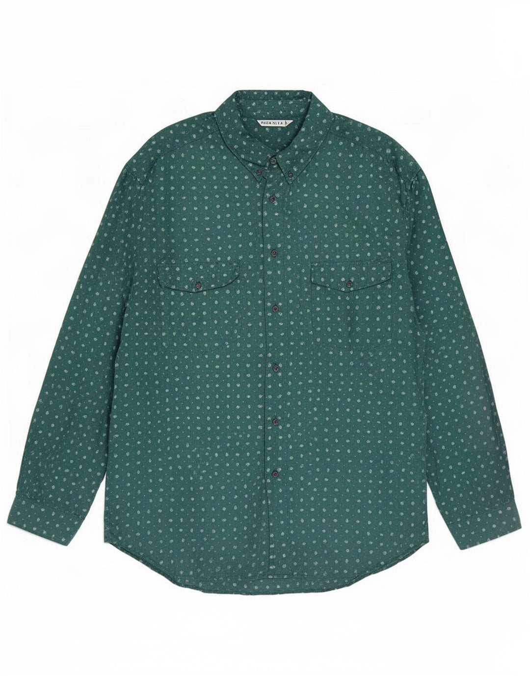 Vintage Mens Shirt 2XL Green Spotted Silk
