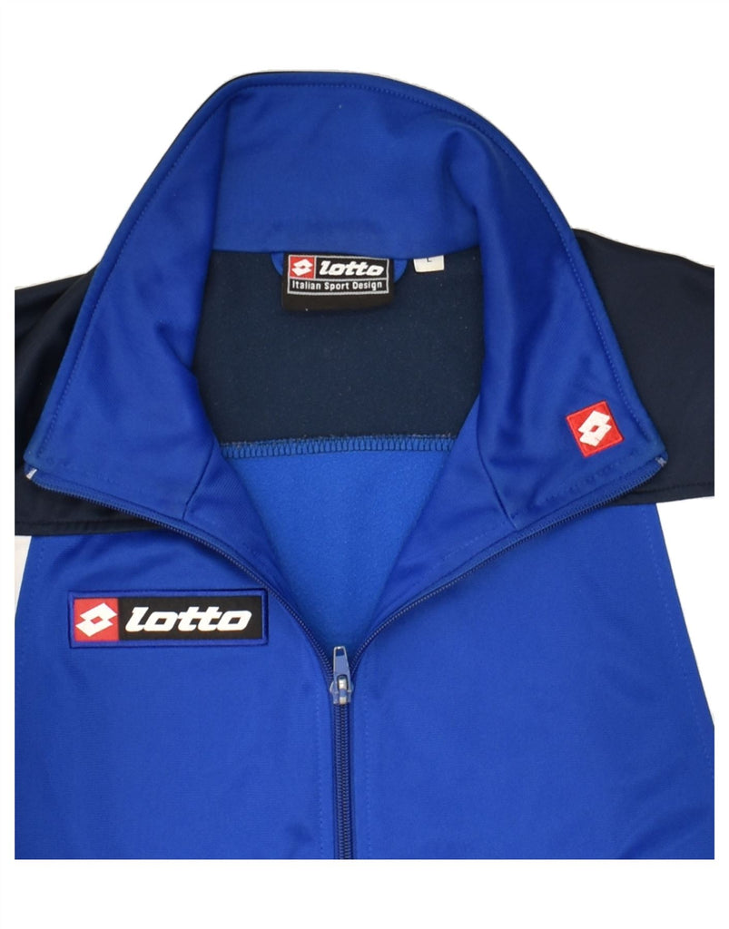 LOTTO Mens Graphic Tracksuit Top Jacket Large Blue Colourblock Polyester | Vintage Lotto | Thrift | Second-Hand Lotto | Used Clothing | Messina Hembry 