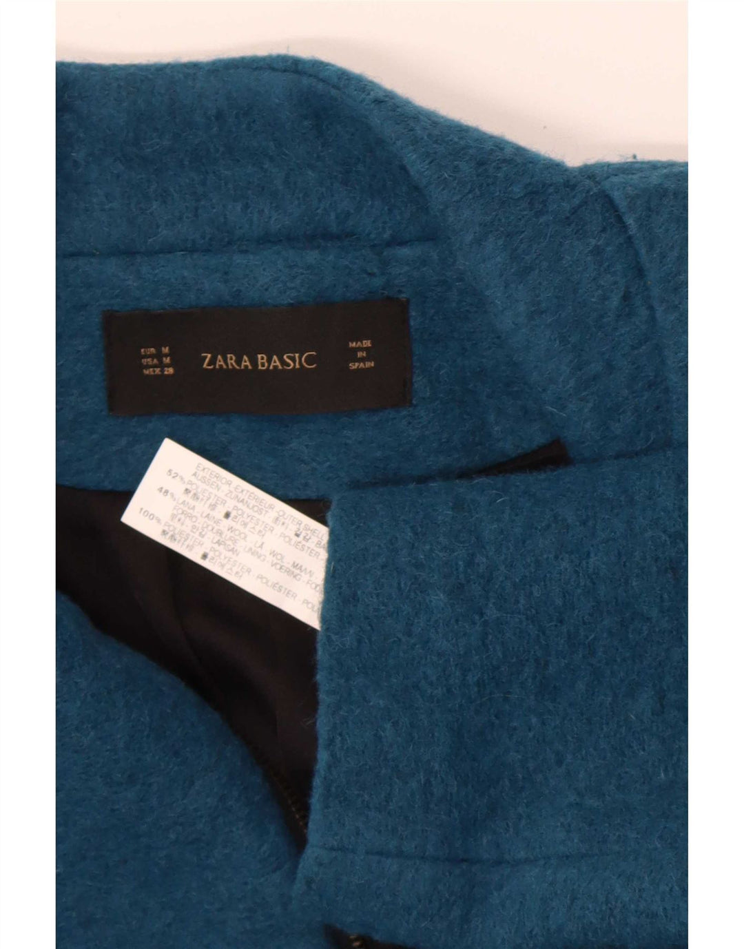 Zara Womens Overcoat UK 14 Medium Navy Blue Polyester