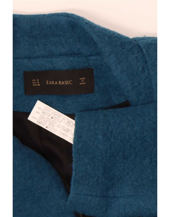 Zara Womens Overcoat UK 14 Medium Navy Blue Polyester