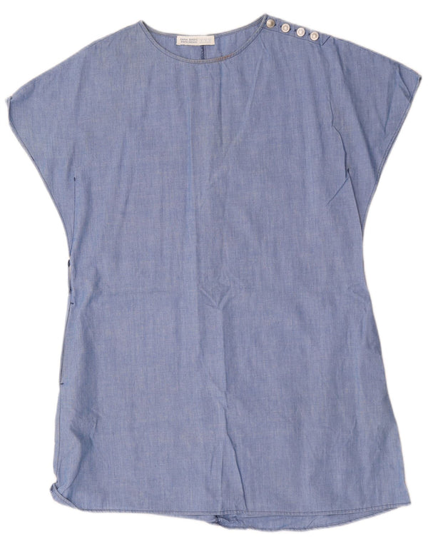 Zara Womens Tent Dress UK 14 Medium Blue Cotton