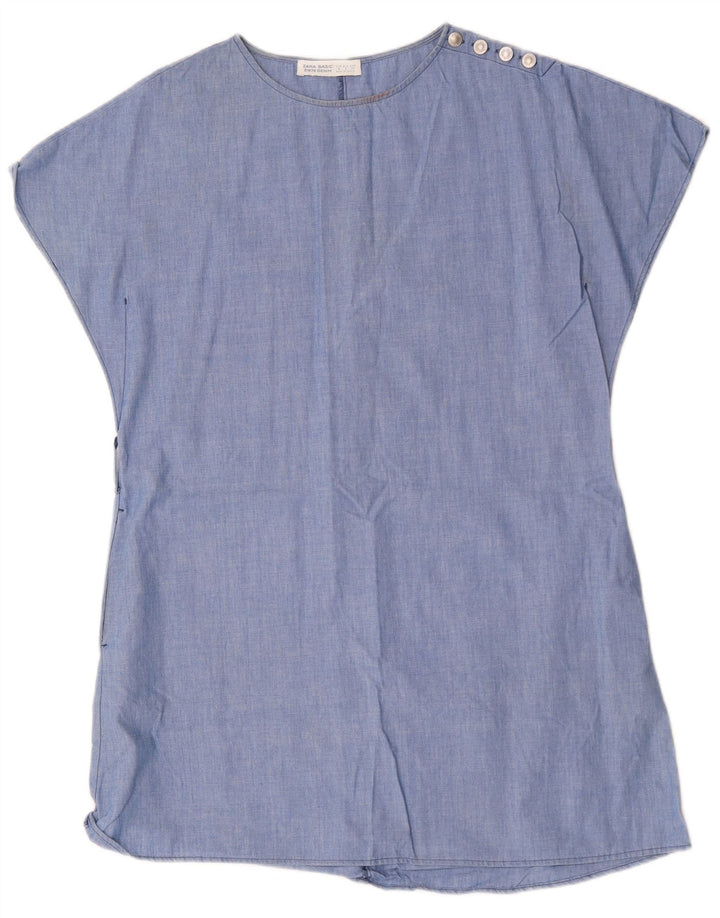 Zara Womens Tent Dress UK 14 Medium Blue Cotton