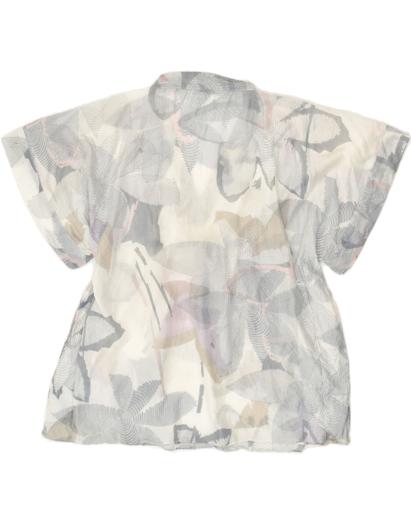 GAS Womens Short Sleeve See Through Blouse Top UK 6 XS Grey Floral Silk | Vintage Gas | Thrift | Second-Hand Gas | Used Clothing | Messina Hembry 