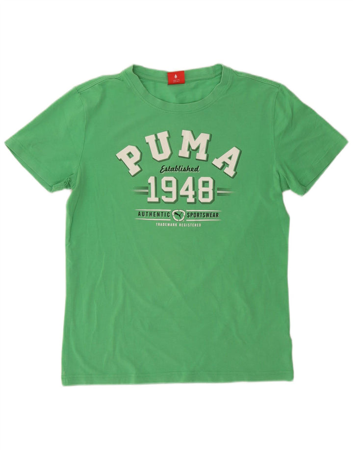 Puma Mens Graphic T-Shirt Top Medium Green Cotton