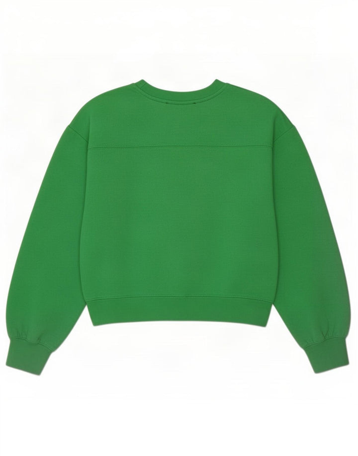 Zara Womens Crop Oversized Sweatshirt Jumper UK 10 Small Green Polyester