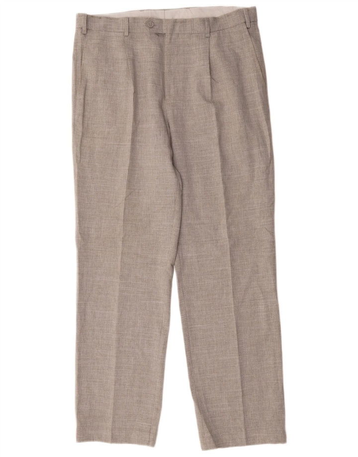 Marks & Spencer Mens Straight Suit Trousers W36 L33 Grey Polyester