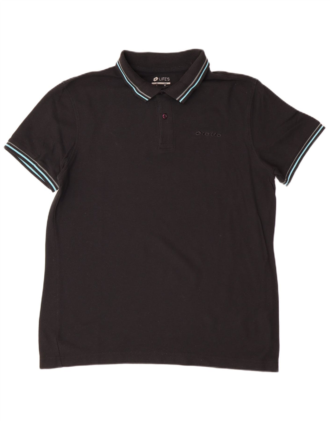 Lotto Mens Polo Shirt Large Black Cotton