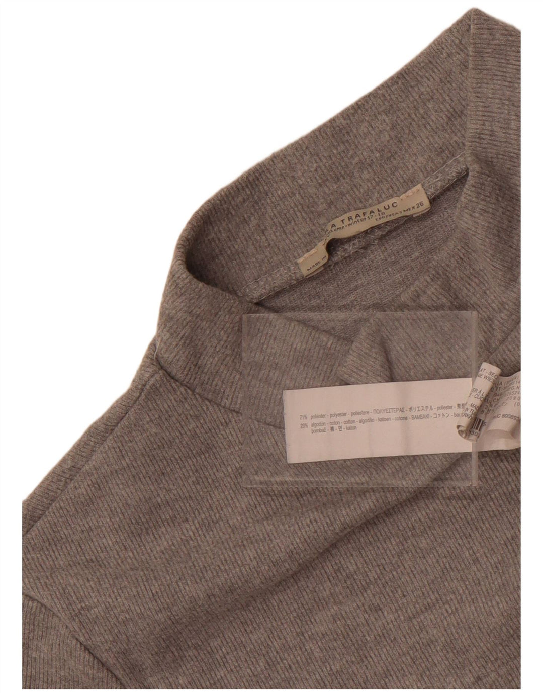 Zara Womens Trafaluc Crop T-Shirt Top UK 10 Small Grey Polyester