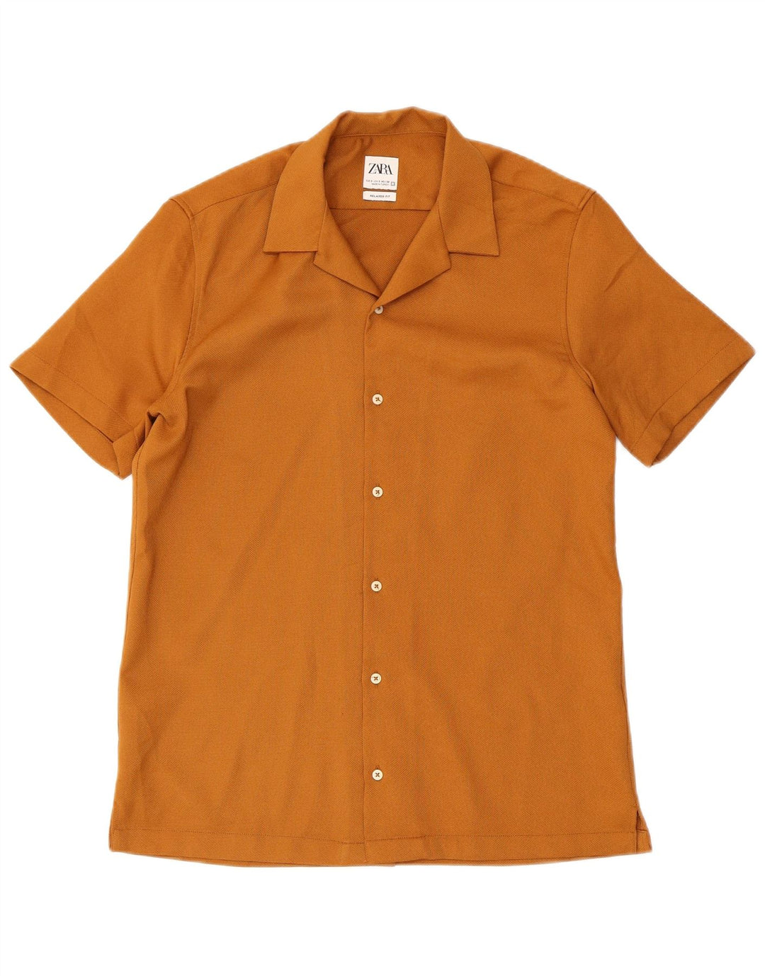 Zara Mens Short Sleeve Relaxed Fit Shirt Small Brown