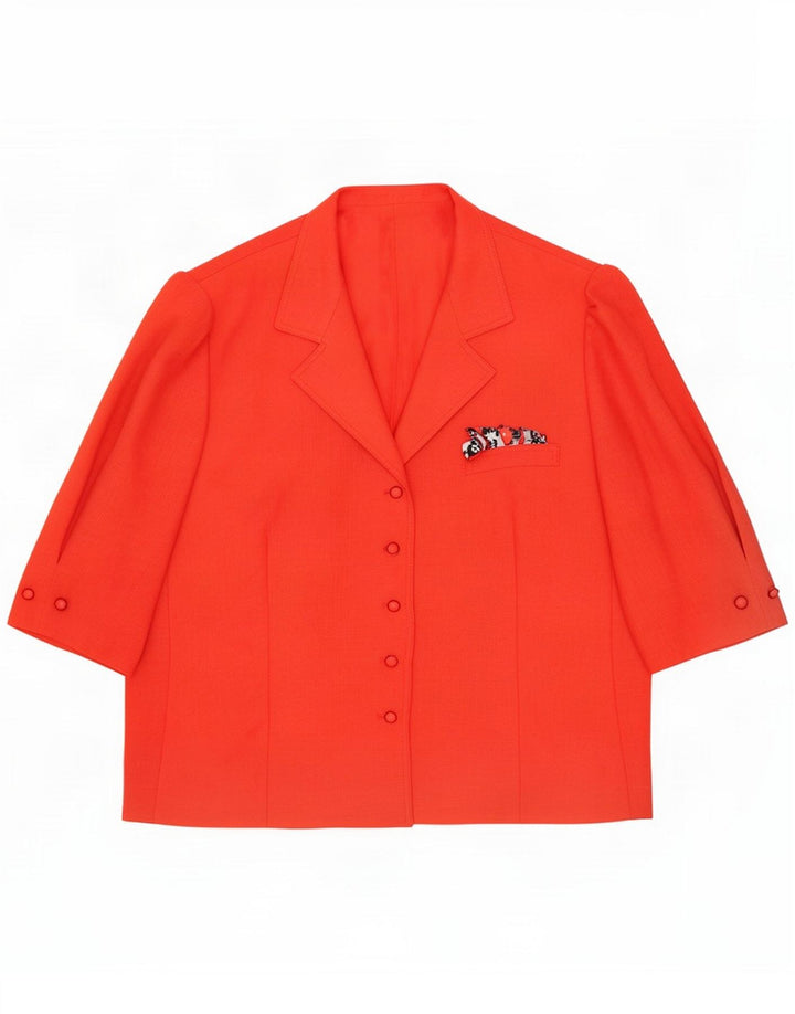 Del Mod Womens Short Sleeve 5 Button Blazer Jacket IT 48 XL Red Polyester