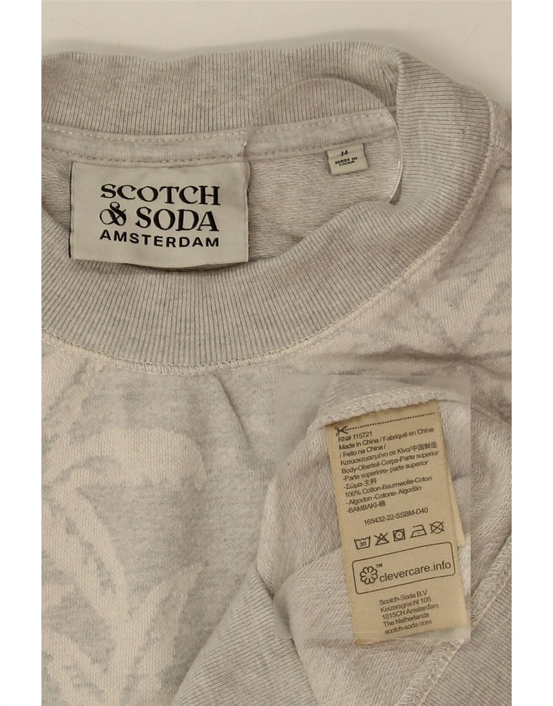 SCOTCH & SODA Womens Sweatshirt Jumper UK 14 Large Grey Floral Cotton Vintage Scotch & Soda and Second-Hand Scotch & Soda from Messina Hembry 