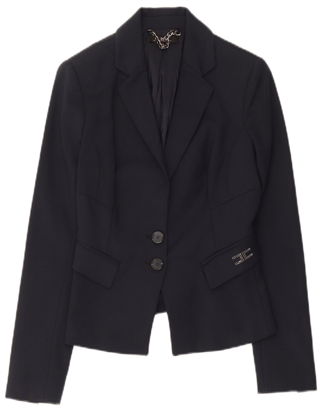 Elisabetta Franchi Womens 2 Button Blazer Jacket IT 42 Medium Navy Blue