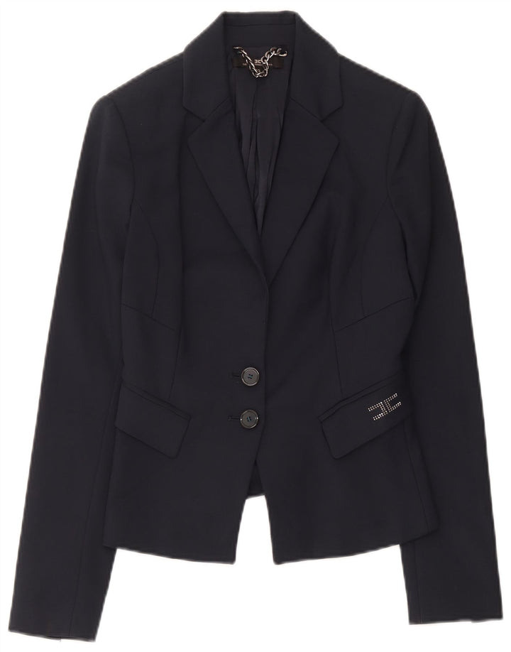 Elisabetta Franchi Womens 2 Button Blazer Jacket IT 42 Medium Navy Blue