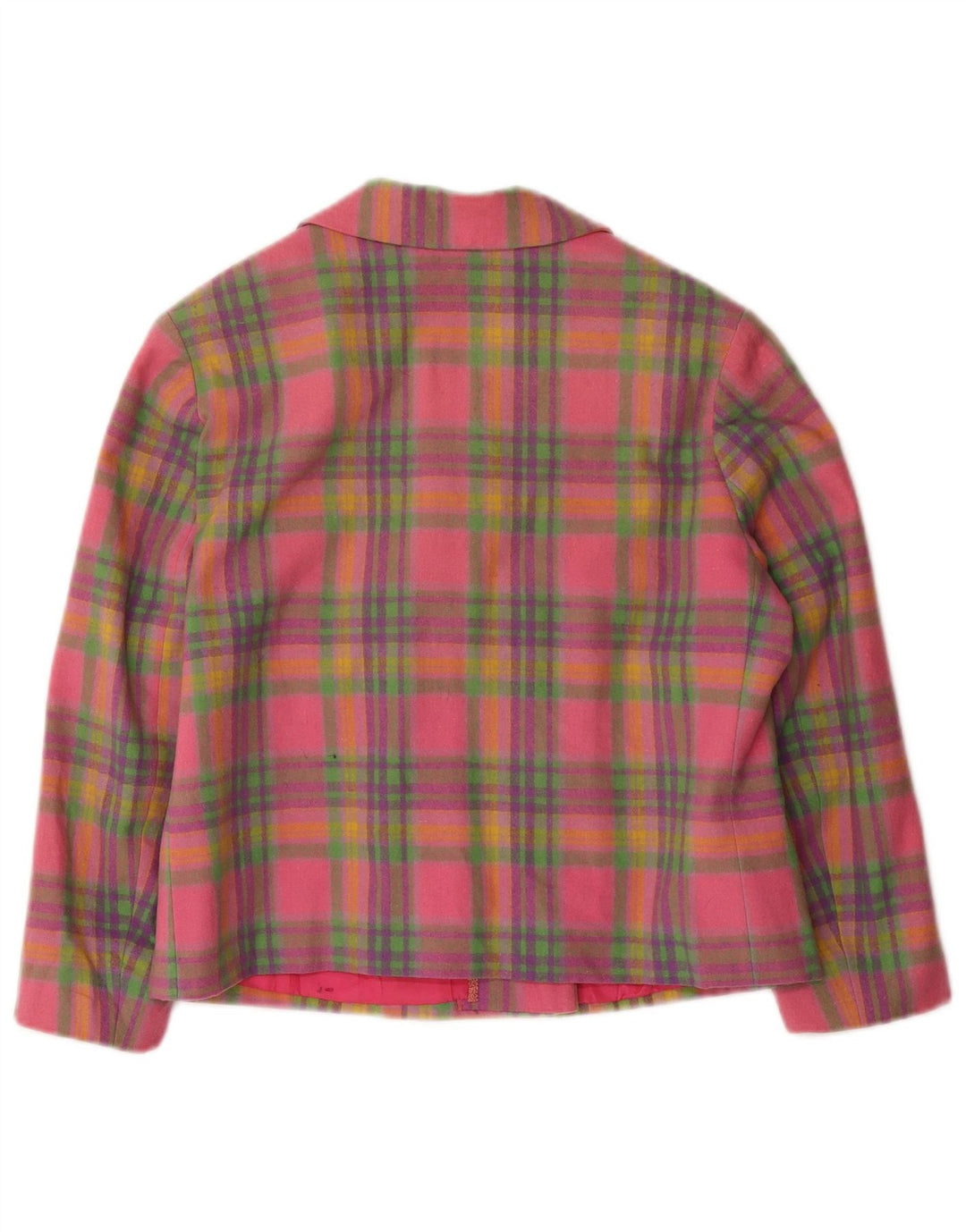 Vintage Womens Crop 3/4 Sleeve Blazer Jacket UK 10 Small Pink Check