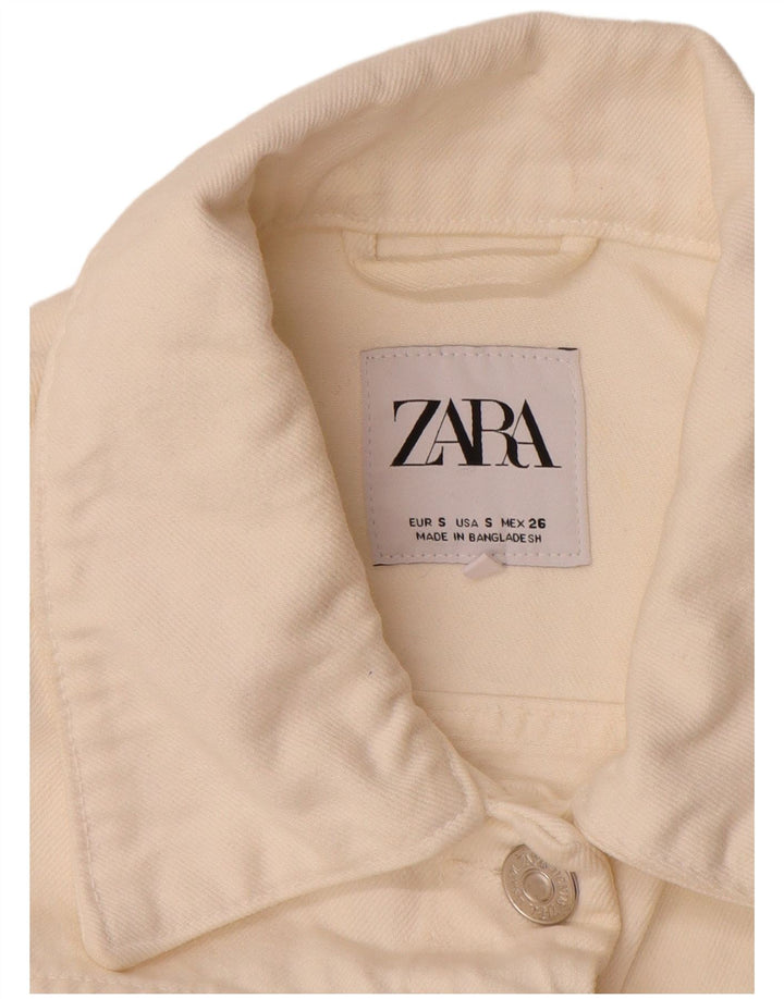 ZARA Womens Oversized Denim Jacket UK 10 Small White Cotton
