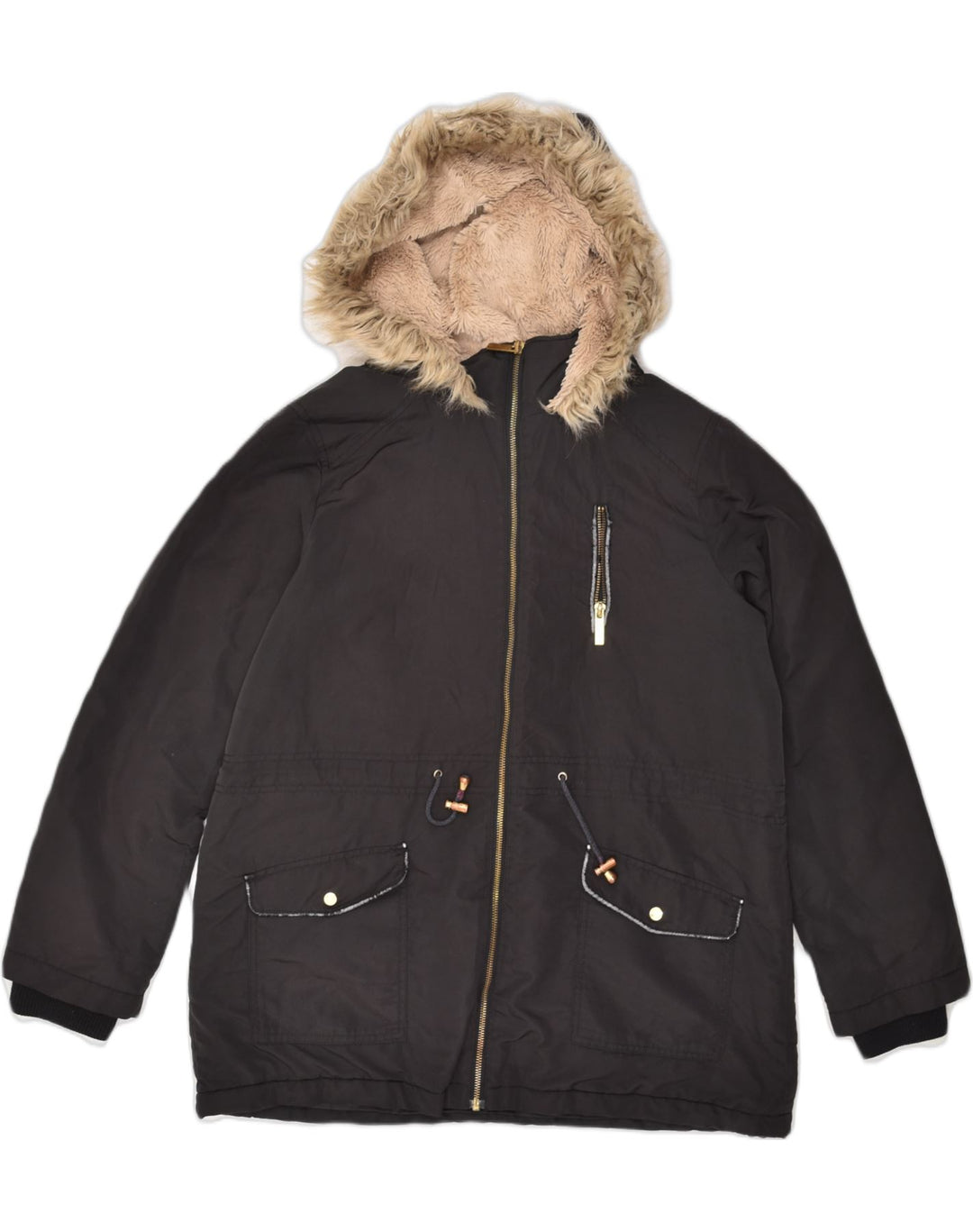 OASIS Womens Hooded Windbreaker Jacket UK 16 Large Black Polyester | Vintage Oasis | Thrift | Second-Hand Oasis | Used Clothing | Messina Hembry 