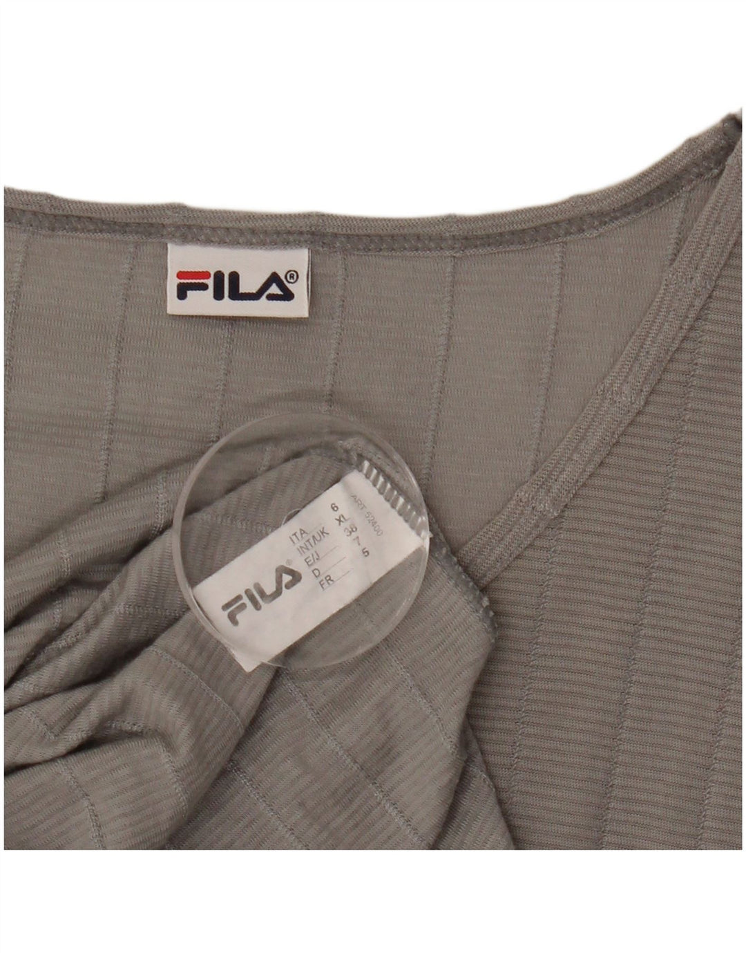 Fila Mens T-Shirt Top XL Grey Striped Cotton