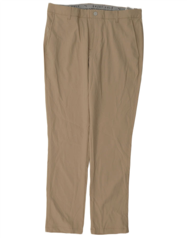 Puma Mens Slim Chino Trousers W34 L32 Beige Polyester