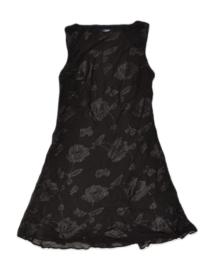 CHAPS Womens A-Line Dress UK 10 Small Black Floral Polyester