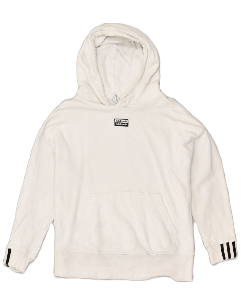 ADIDAS Womens Hoodie Jumper UK 10 Small White Cotton | Vintage Adidas | Thrift | Second-Hand Adidas | Used Clothing | Messina Hembry 