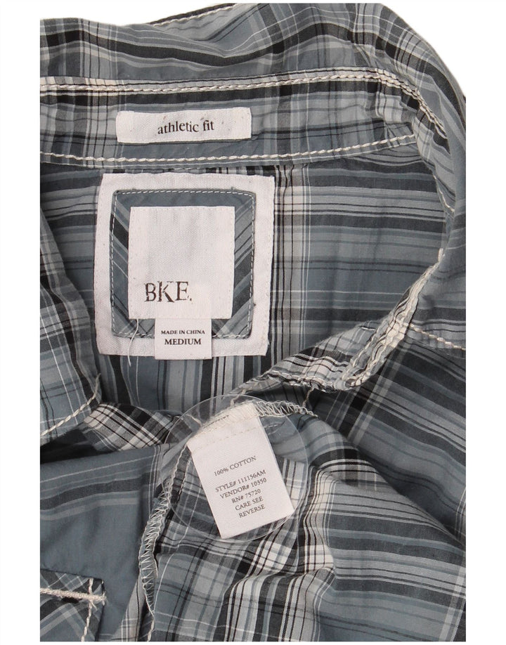 BKE Mens Athletic Fit  Shirt Medium Blue Check Cotton