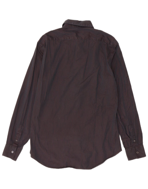 Calvin Klein Mens Shirt Size 40 Medium Burgundy Pinstripe