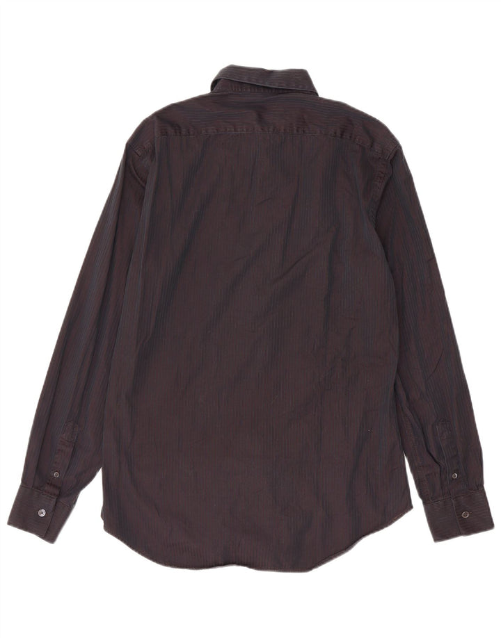 Calvin Klein Mens Shirt Size 40 Medium Burgundy Pinstripe