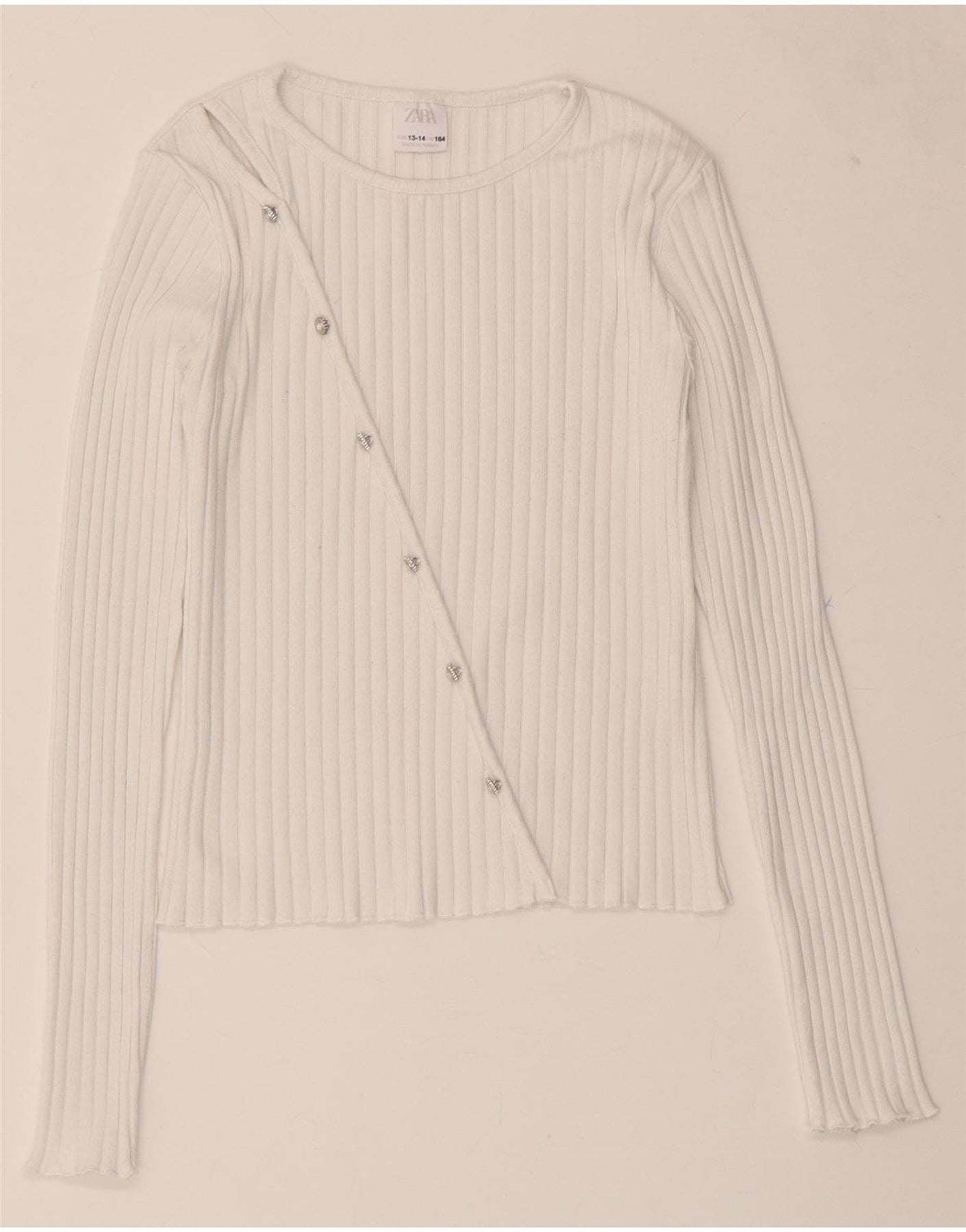 Haut à manches longues ZARA pour fille 13-14 ans Blanc Polyester