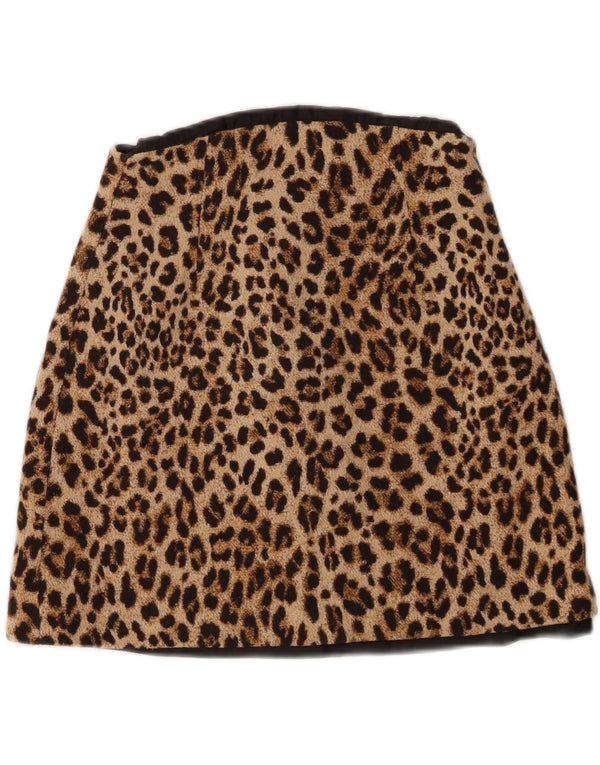 Zara Womens Mini Skirt Small W26  Brown Animal Print