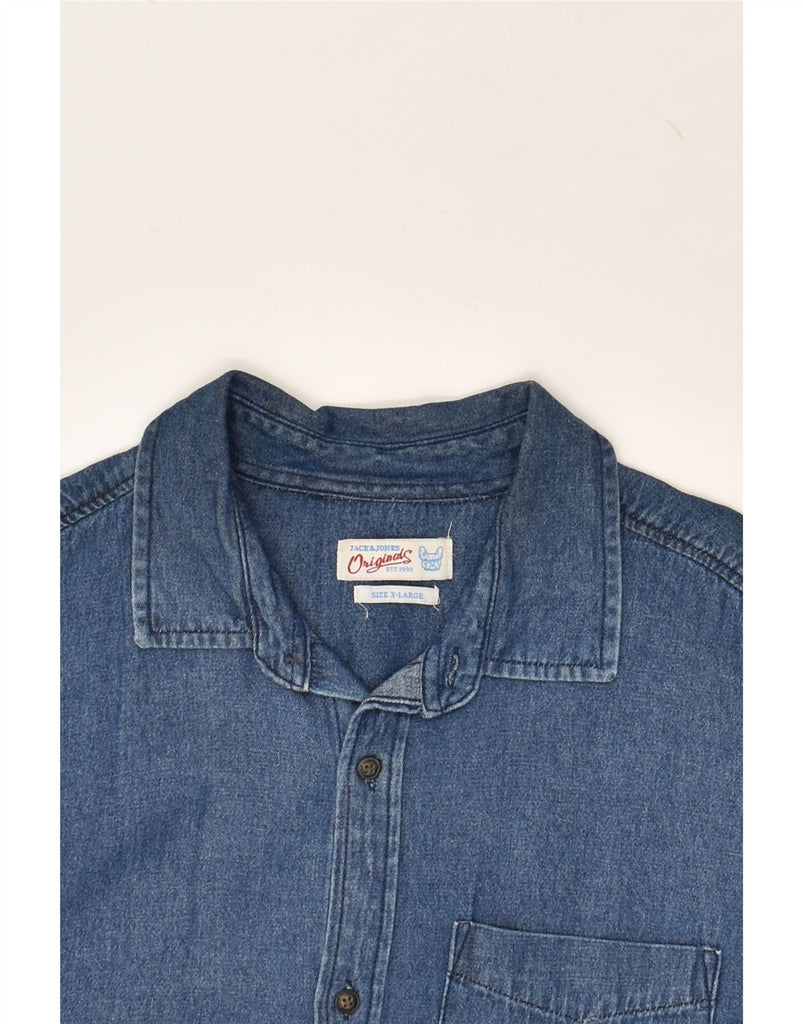 JACK & JONES Mens Denim Shirt XL Navy Blue Cotton | Vintage Jack & Jones | Thrift | Second-Hand Jack & Jones | Used Clothing | Messina Hembry 