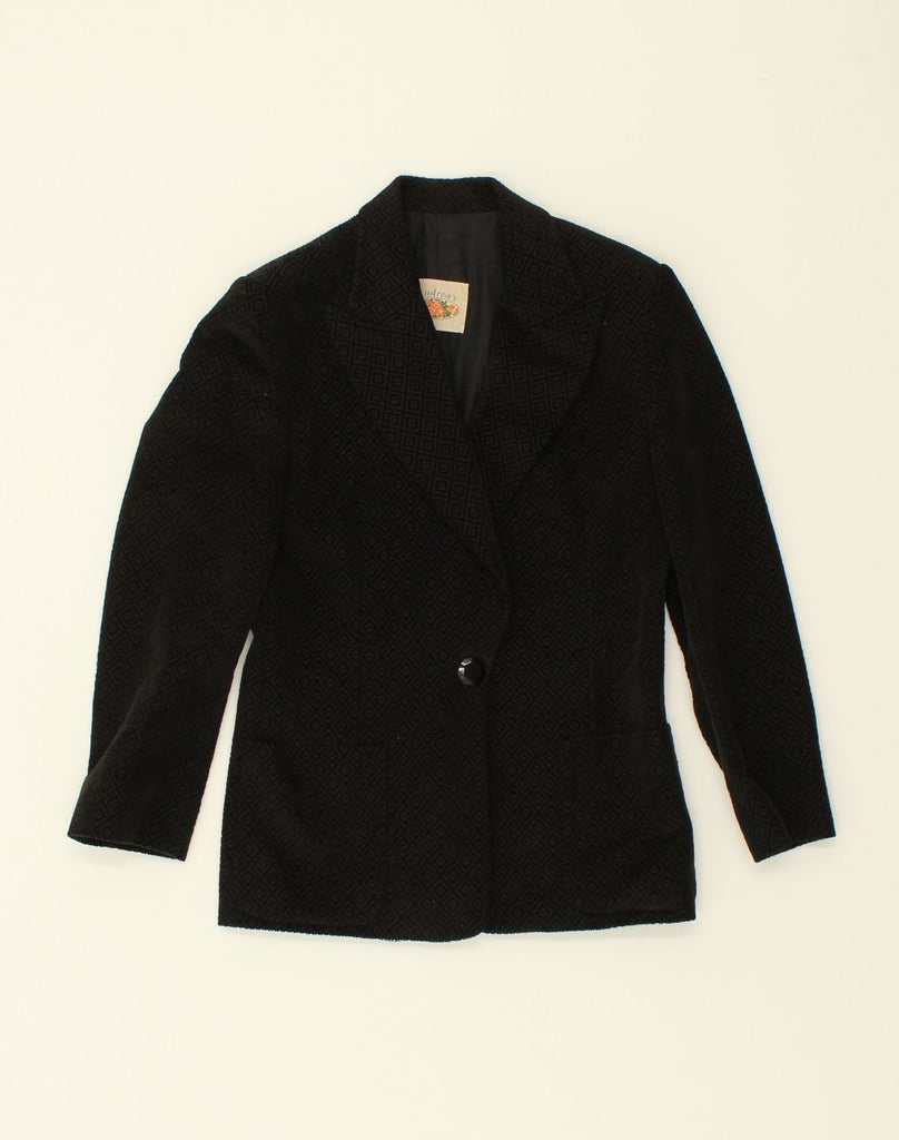 VINTAGE Womens 1 Button Blazer Jacket EU 40 Medium Black Argyle/Diamond | Vintage Vintage | Thrift | Second-Hand Vintage | Used Clothing | Messina Hembry 